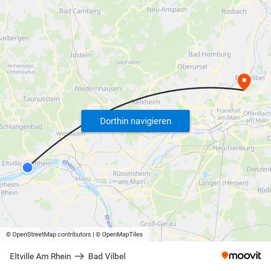 Eltville Am Rhein to Bad Vilbel map