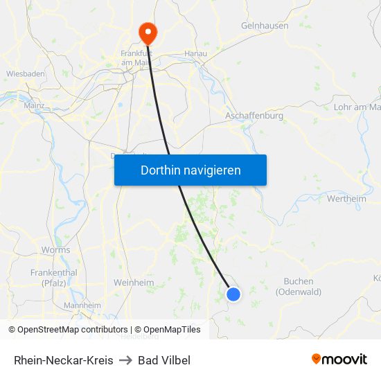 Rhein-Neckar-Kreis to Bad Vilbel map