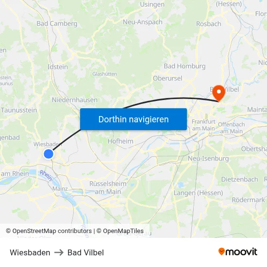 Wiesbaden to Bad Vilbel map