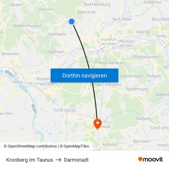 Kronberg Im Taunus to Darmstadt map