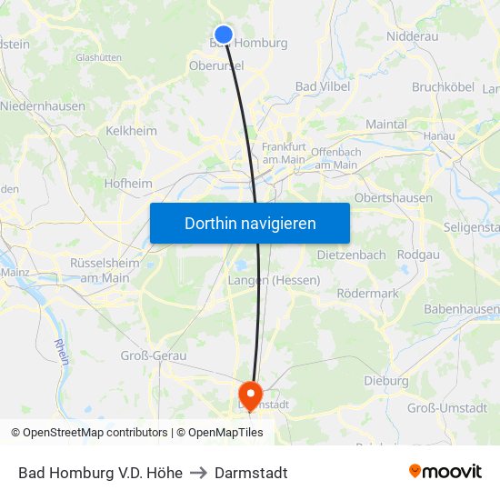 Bad Homburg V.D. Höhe to Darmstadt map