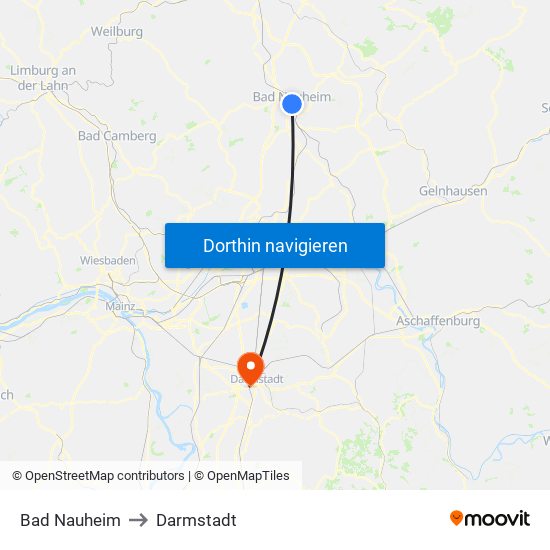 Bad Nauheim to Darmstadt map