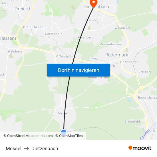 Messel to Dietzenbach map