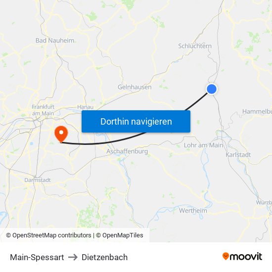 Main-Spessart to Dietzenbach map