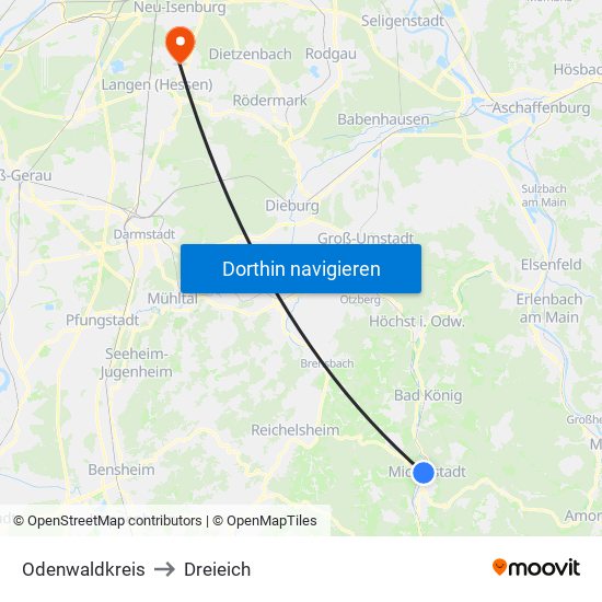 Odenwaldkreis to Dreieich map
