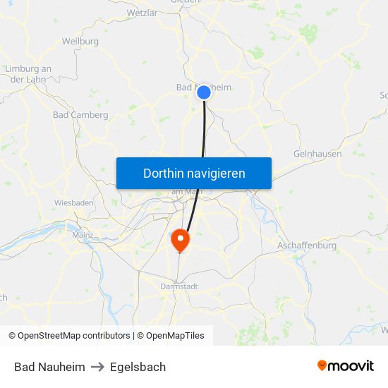 Bad Nauheim to Egelsbach map