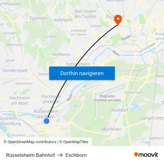 Rüsselsheim Bahnhof to Eschborn map