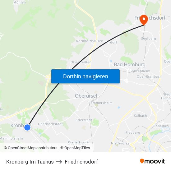 Kronberg Im Taunus to Friedrichsdorf map
