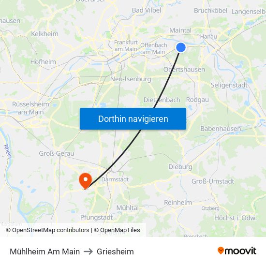 Mühlheim Am Main to Griesheim map