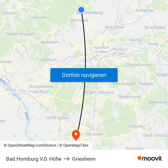 Bad Homburg V.D. Höhe to Griesheim map