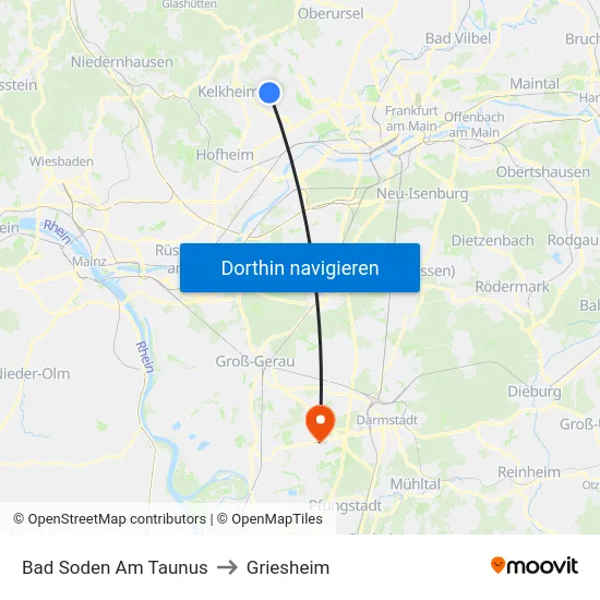 Bad Soden Am Taunus to Griesheim map