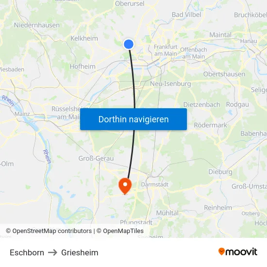 Eschborn to Griesheim map