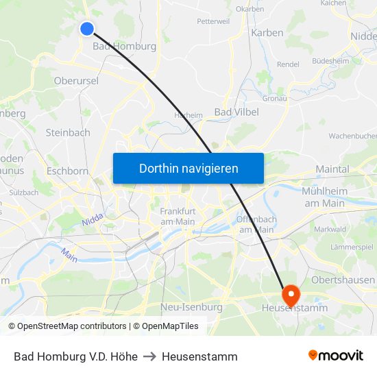 Bad Homburg V.D. Höhe to Heusenstamm map