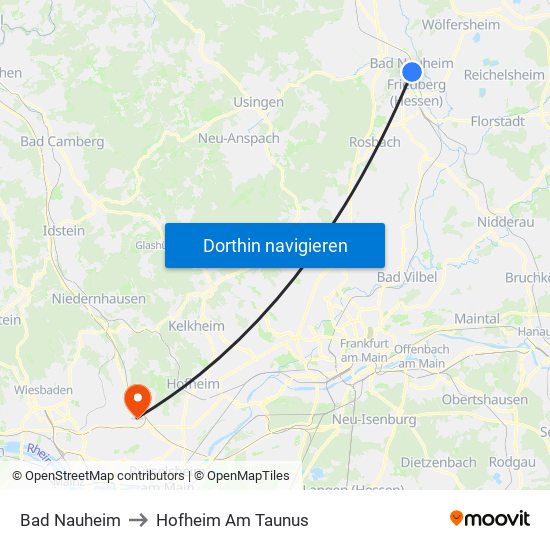 Bad Nauheim to Hofheim Am Taunus map