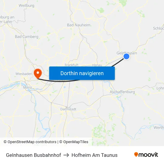 Gelnhausen Busbahnhof to Hofheim Am Taunus map