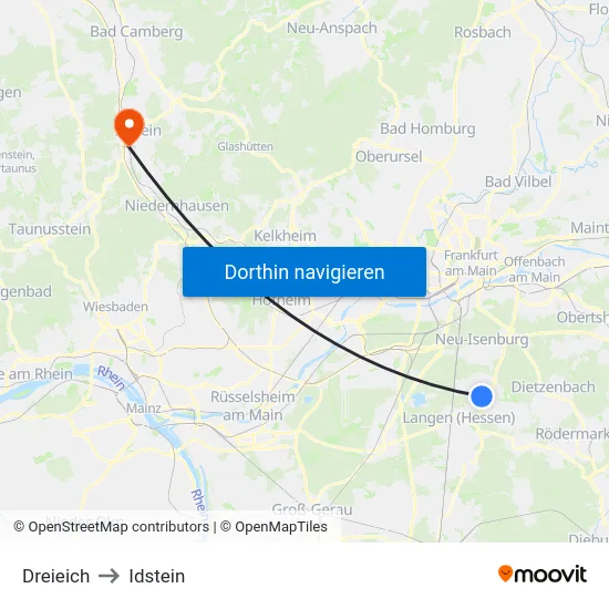 Dreieich to Idstein map