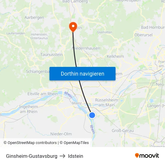 Ginsheim-Gustavsburg to Idstein map