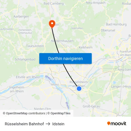 Rüsselsheim Bahnhof to Idstein map