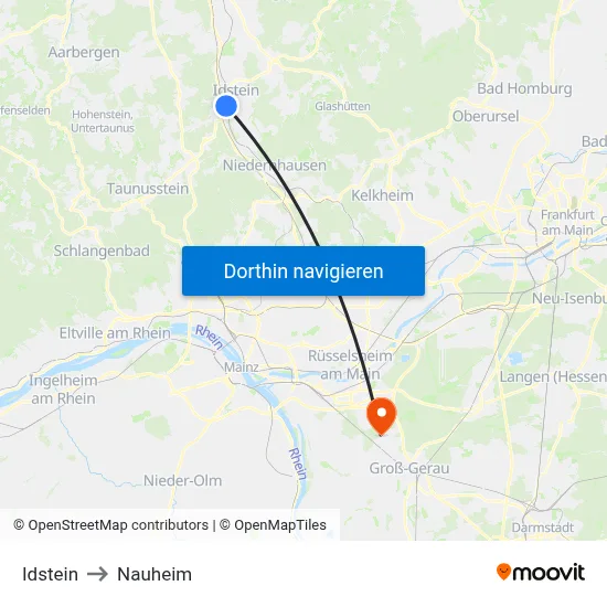 Idstein to Nauheim map
