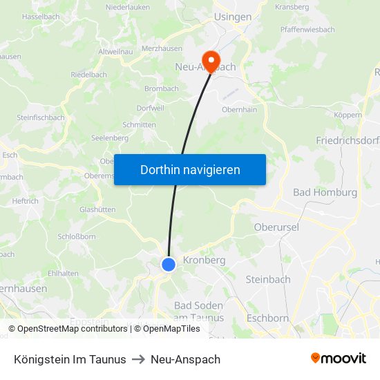 Königstein Im Taunus to Neu-Anspach map