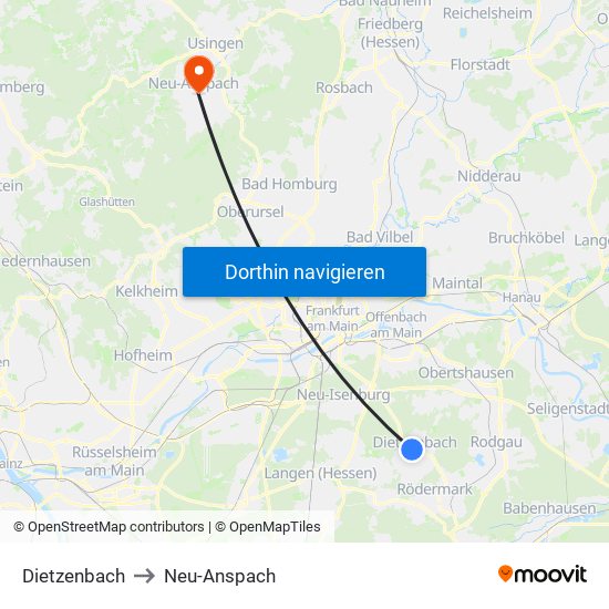 Dietzenbach to Neu-Anspach map