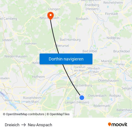 Dreieich to Neu-Anspach map