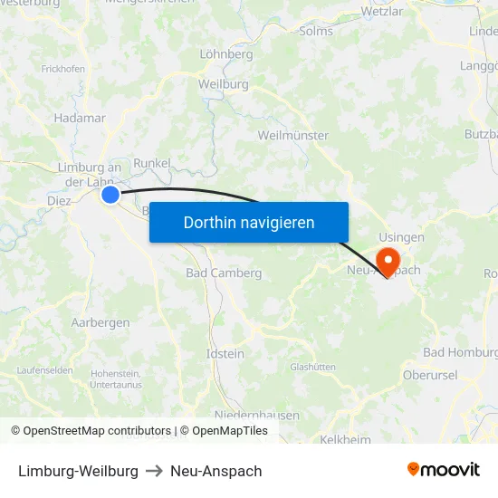 Limburg-Weilburg to Neu-Anspach map