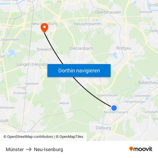 Münster to Neu-Isenburg map