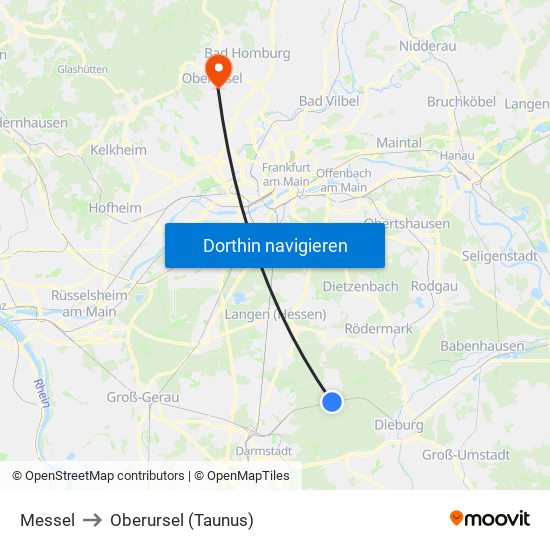 Messel to Oberursel (Taunus) map