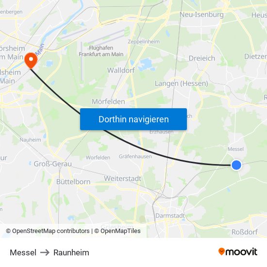 Messel to Raunheim map