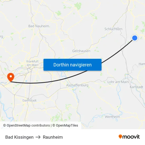 Bad Kissingen to Raunheim map