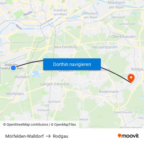 Mörfelden-Walldorf to Rodgau map