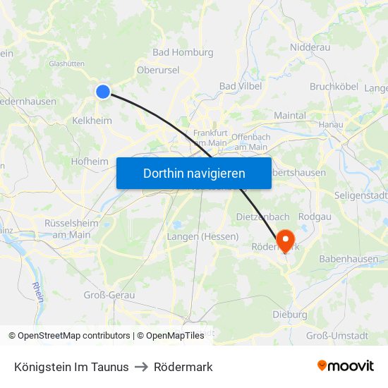 Königstein Im Taunus to Rödermark map