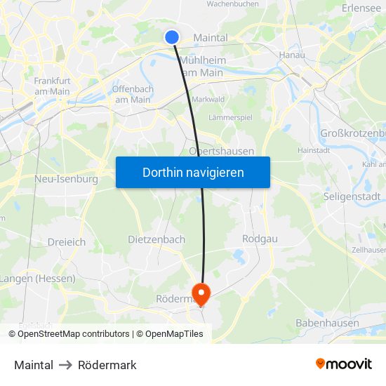 Maintal to Rödermark map