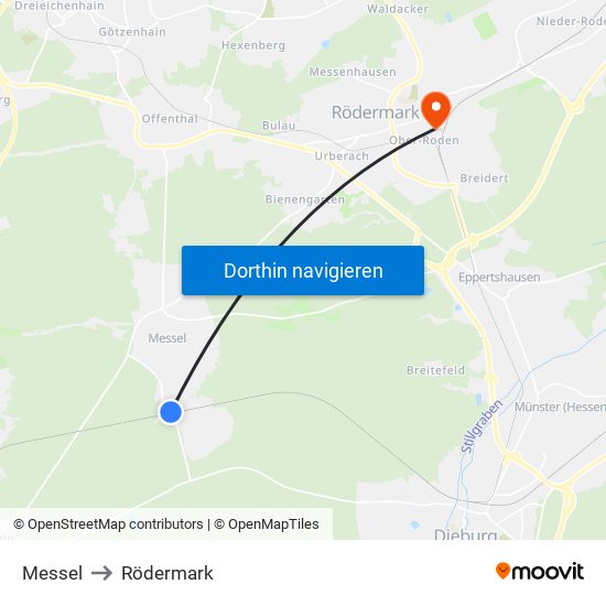 Messel to Rödermark map