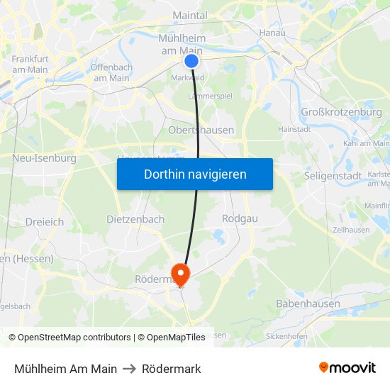 Mühlheim Am Main to Rödermark map