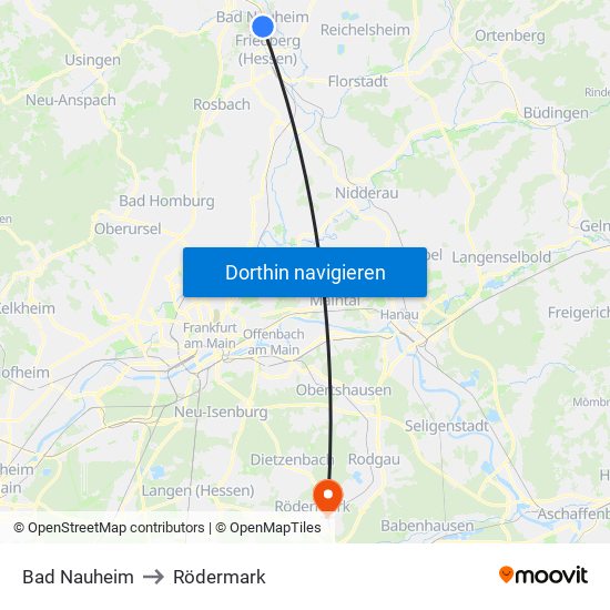 Bad Nauheim to Rödermark map