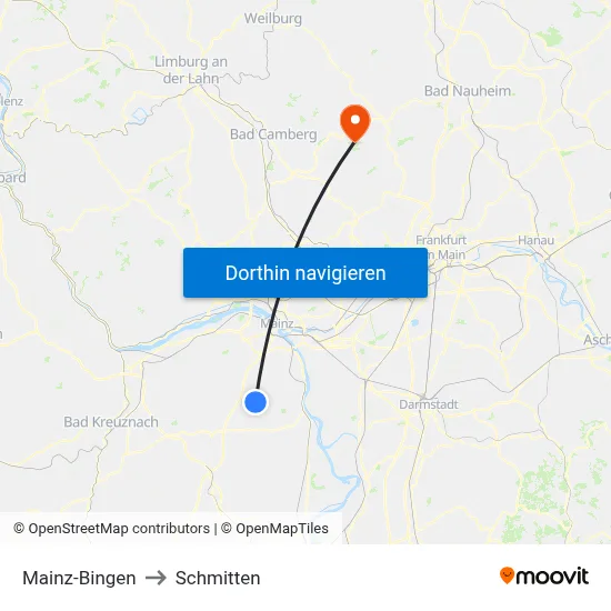 Mainz-Bingen to Schmitten map