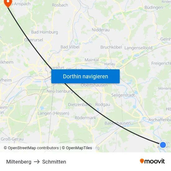 Miltenberg to Schmitten map