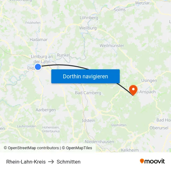 Rhein-Lahn-Kreis to Schmitten map