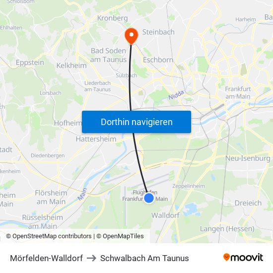 Mörfelden-Walldorf to Schwalbach Am Taunus map