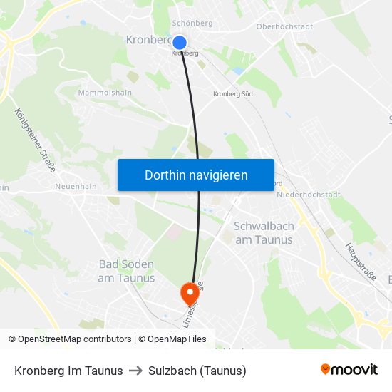 Kronberg Im Taunus to Sulzbach (Taunus) map