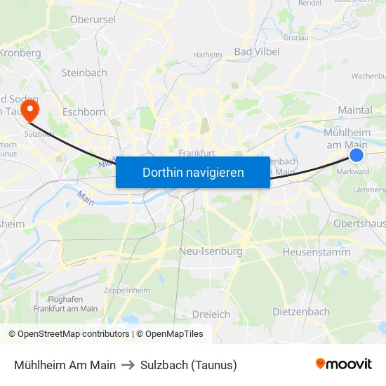 Mühlheim Am Main to Sulzbach (Taunus) map