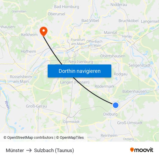 Münster to Sulzbach (Taunus) map