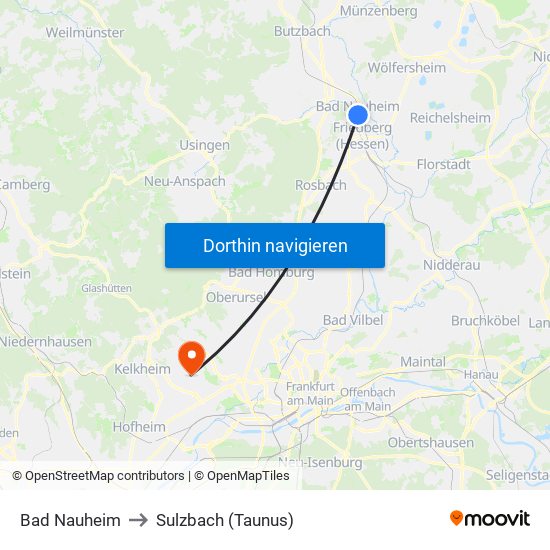 Bad Nauheim to Sulzbach (Taunus) map