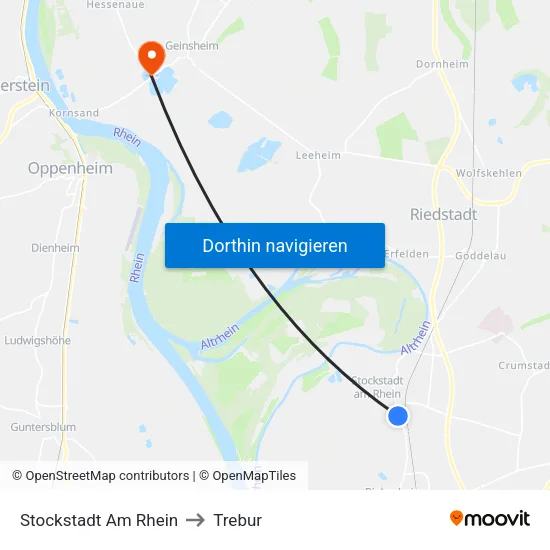 Stockstadt Am Rhein to Trebur map