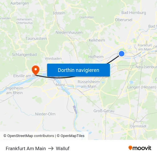 Frankfurt Am Main to Walluf map