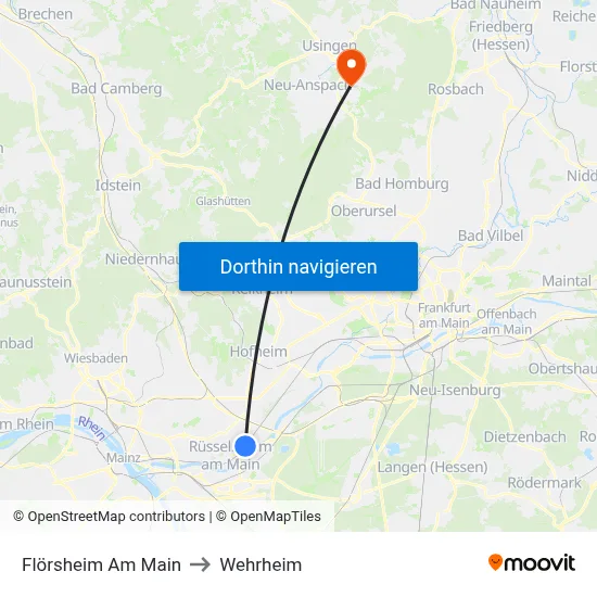 Flörsheim Am Main to Wehrheim map