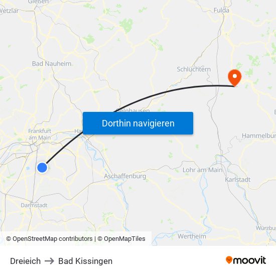 Dreieich to Bad Kissingen map