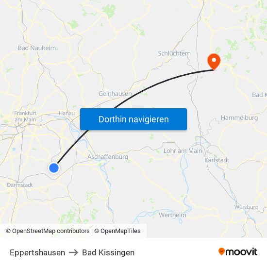 Eppertshausen to Bad Kissingen map